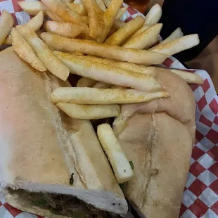 Philadelphia sub and fries