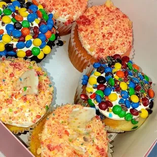 a dozen cupcakes in a box