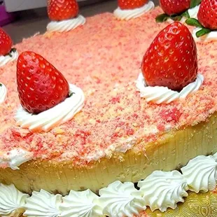 a cake with strawberries on top