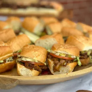 a platter of sandwiches