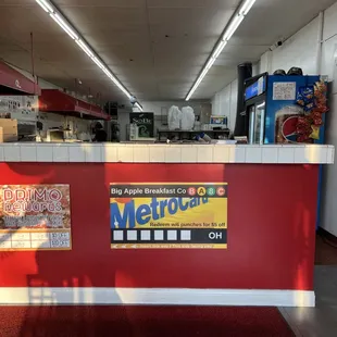 the front counter of a restaurant