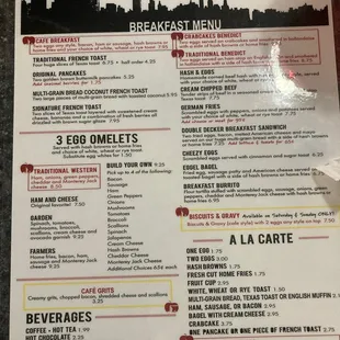 the breakfast menu