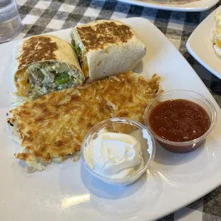Breakfast burrito with hash browns