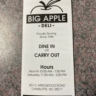 Hours and phone number