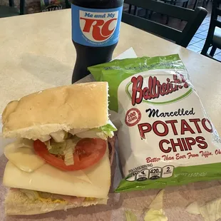 "Small Madison Square Sub Combo" - ham, pastrami, salami, provolone cheese w/Ohio's very own Ballreich's chips and an RC Cola