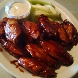 Steaming saucy 12pc wings.
