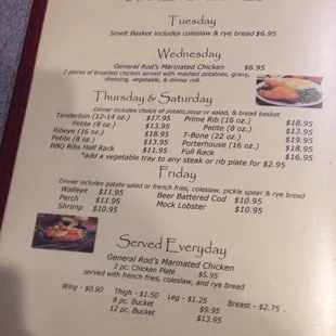 menu