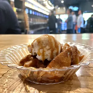 Welcome to Fall and our latest belgian waffle special! This waffle is topped with warm baked apples, vanilla ice cream, caramel drizzle