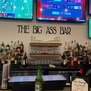 New bar area, they have 12 TVs in the place