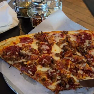 a slice of pepperoni pizza
