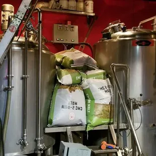 The back tap Room let you eat in comfort while looking at the beer making process