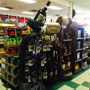 a display of liquor bottles