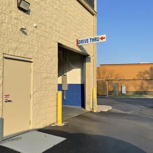 drive thru sign on building