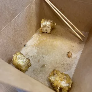 Vat of grease, fried tofu.