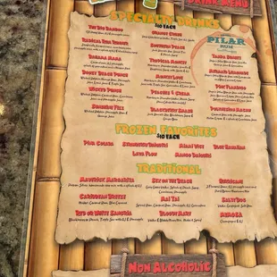 Drink menu