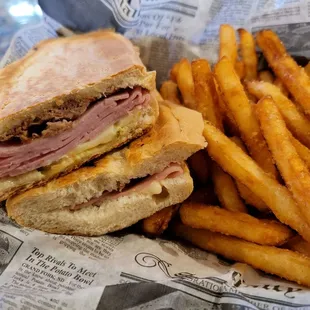 (Not exactly) a Cuban sandwich with fries.