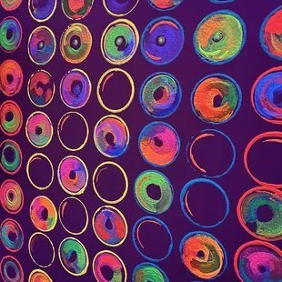colorful circles on a dark background