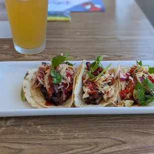 Korean Street Tacos ($19) - 3 stars. Ok. Tacos were drippy &amp; messy, meat too tough, &amp; toppings uninspiring. Mon Labor Day lunch 2024-09-02