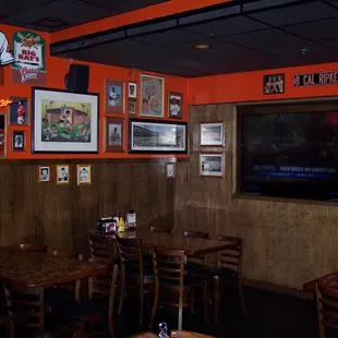 baseball memorabilia on the wall