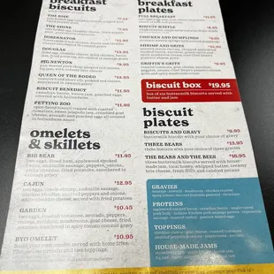 Breakfast menu