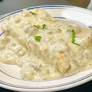 Biscuits &amp; gravy for. Big bear biscuits. Gravy choice made was sausage.