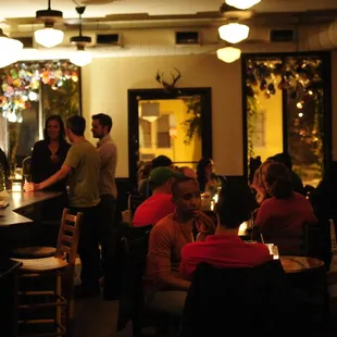 a group of people sitting at a table