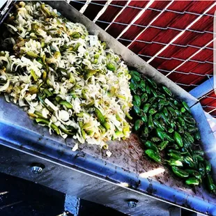 Grilled Onions...
Grilled Jalapeños...