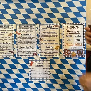 Food menu options inside the venue