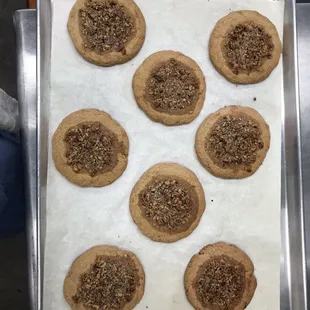 a pan of cookies