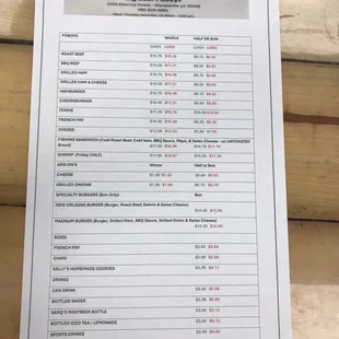 Latest Big Bear Menu -July 2024