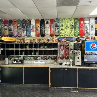 Chip and beverage counter look at all the cool skateboards