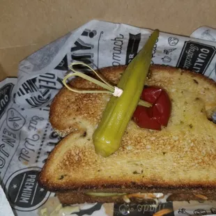 a sandwich with a pickle