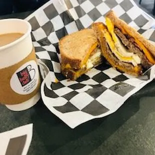 Fried Egg sandwich with sausage