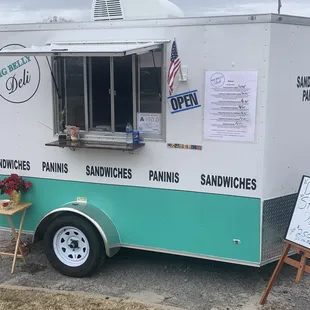 a food truck parked in a parking lot