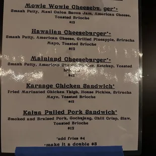 menu