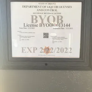 BYOB bring in your alcohol of choice and enjoy their amazing food !