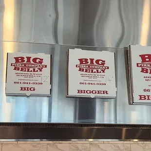 Pizza sizes.