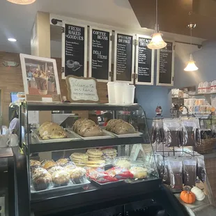 Coffee counter and baked goods