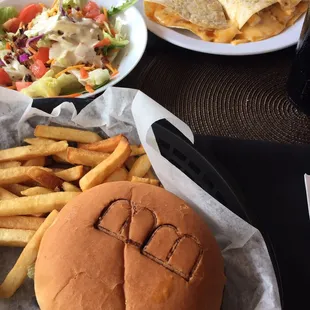 a burger and french fries