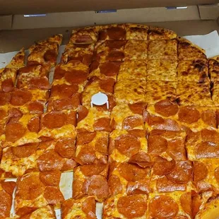 a large pepperoni pizza