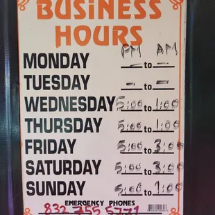 Business hours 11/10/23