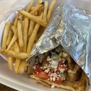 Chicken Pita with fries