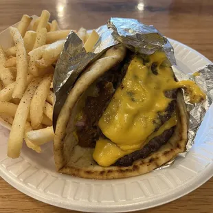 Carolina Pitaburger. One of the Monday specials. Fresh, hot, delicious!