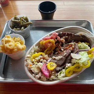 Brisket on lettuce w/ toppings