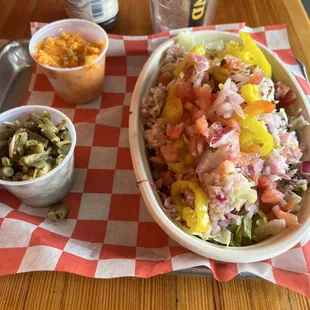 Chicken salad green beans and sweet potatoes