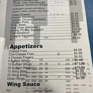 menu