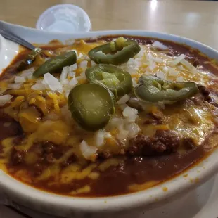 A bowl of the Bopper Chili. Tasted good, but was kinda pricey.