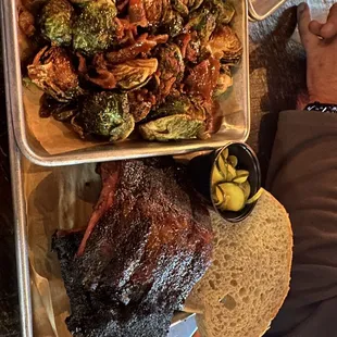 1/2 rack of ribs &amp; brussel sprouts.