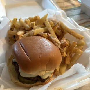 Cheese burger with Parmesan Garlic Fries