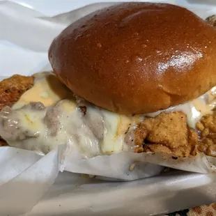 Chicken sandwich- it&apos;s giant!